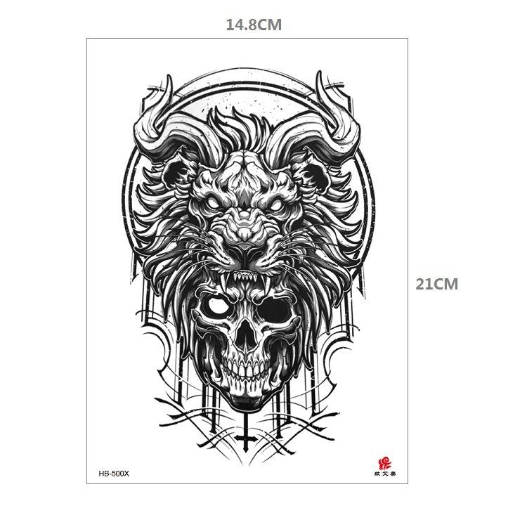 Clown Mouth Flower Body English Color Lion Tiger Half Arm Animal Pattern Water Transfer Simulation Tattoo Sticker