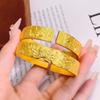 Peony Double Happiness Bracelet Women's Wide Version Engraved Flower Open Bracelet