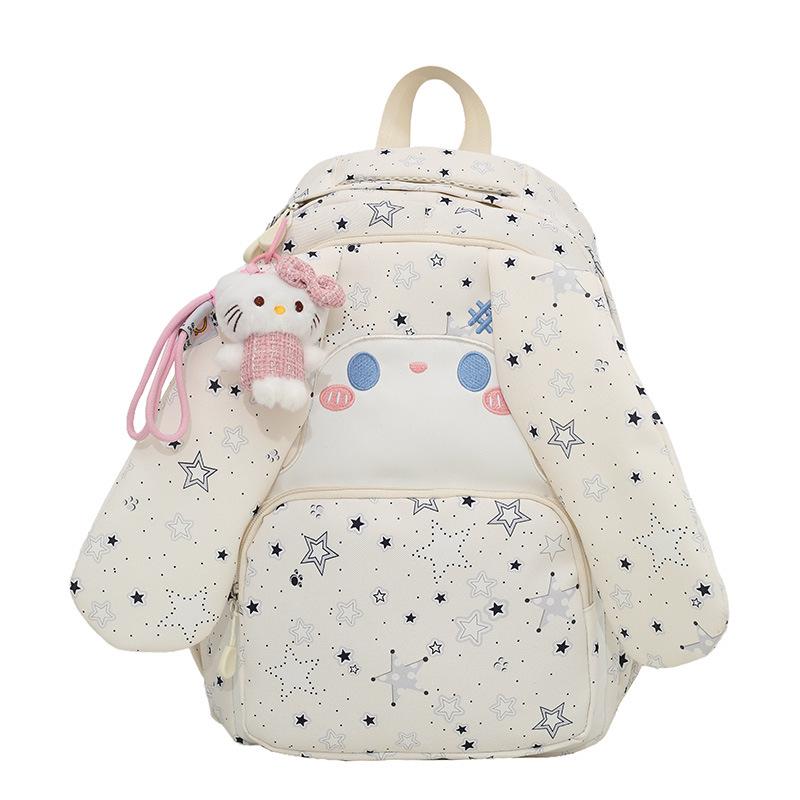 

Japanese-Style Cute Rabbit Backpack for High School Students - Large Capacity, Casual, High-Value Girls Bookbag Without Pendant білий