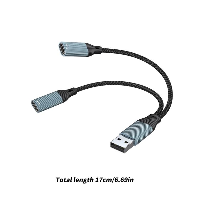 2/3 in 1 USB Y Splitter Cable USB Power Splitter Cable USB Male to Type C Female Splitter Cable Charging Data Transfer