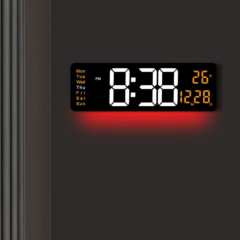 New creative wall clock, simple large screen display, living room clock, special ambient light, multifunctional clock 1118