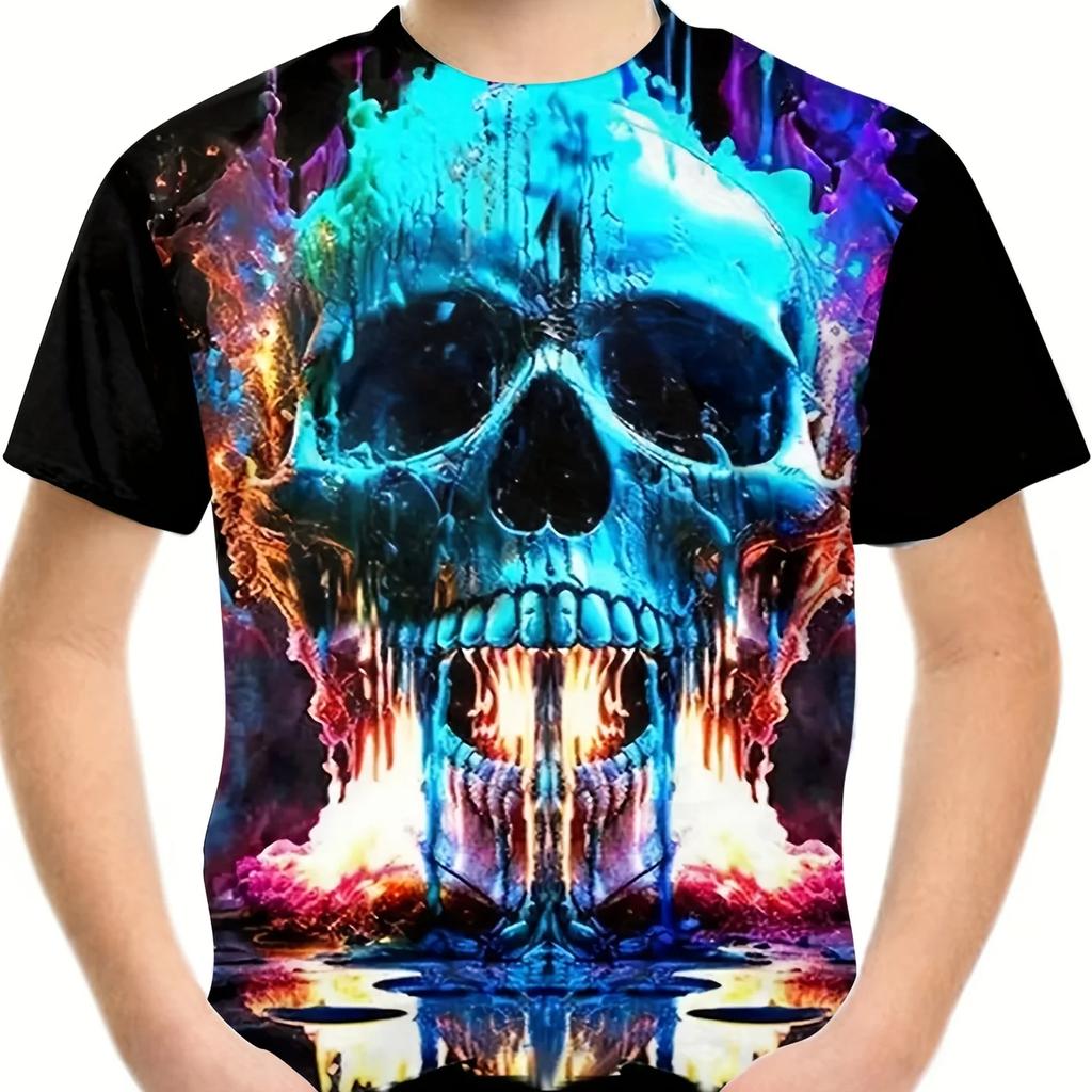 Skull 3D Printed Summer T-shirt Boys Girls Children's Clothing Short Sleeve T Shirt Kids Clothes Fashion Boy Tops Tees