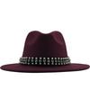 European, American and British Style Retro Fringed Pearl Chain Woolen Felt Hat Wide-brimmed Top Hat Korean Jazz Hat Lady Hat Tide
