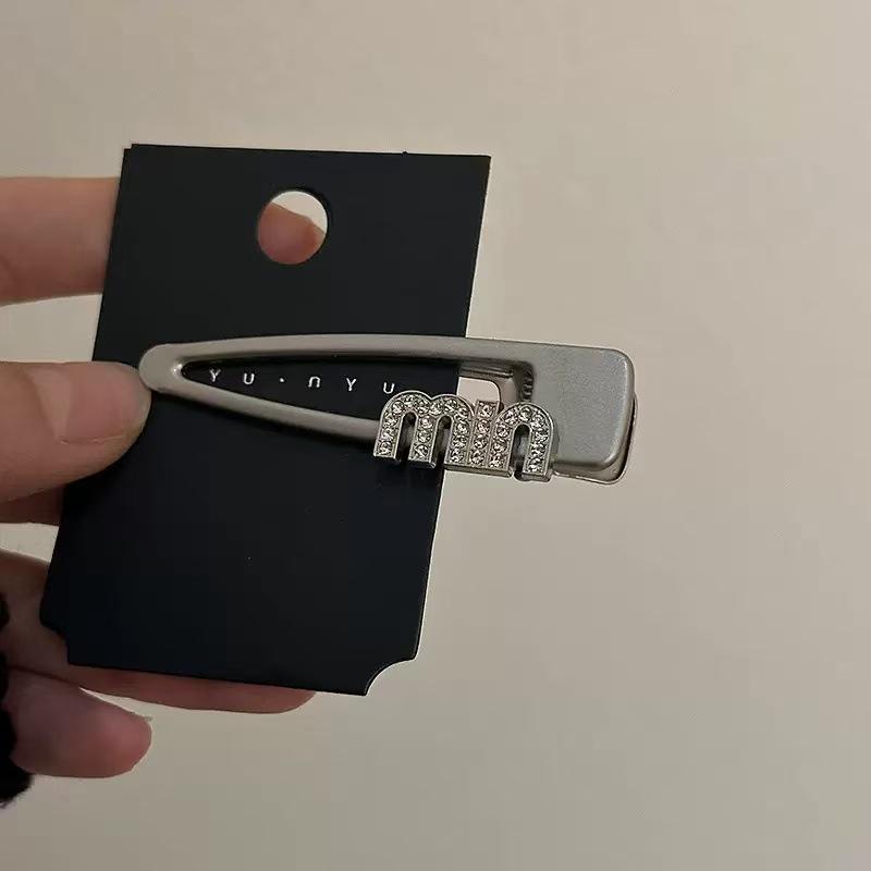 Silver Rhinestone Letter Duckbill Hair Clip for Women