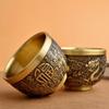 Brass Vintage Wine Cups Hand - Carved Fu/Landscape/Dragon Patterns for Gift & Collection Brass Drinking Cup Decor