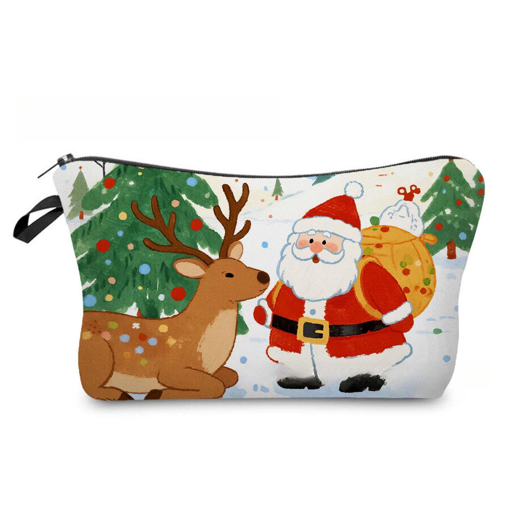 Women Santa Claus Print Cosmetic Bag Toiletries Organize Travel Storage Case 6866 KTB