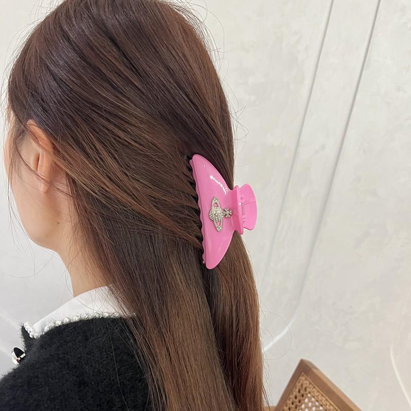 

Luxury Vintage Pink Rhinestone Saturn Claw Hair Clip - Western Queen Style for Women