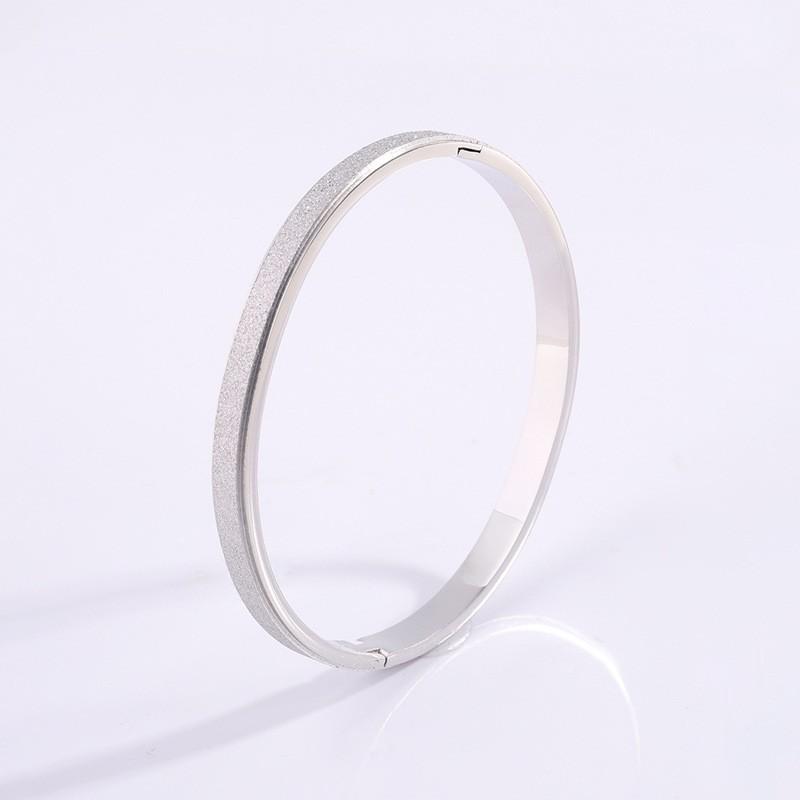 Elegant Frosted Texture Stainless Steel Bangle Radiant Minimalist Bracelet for Daily Fashion
