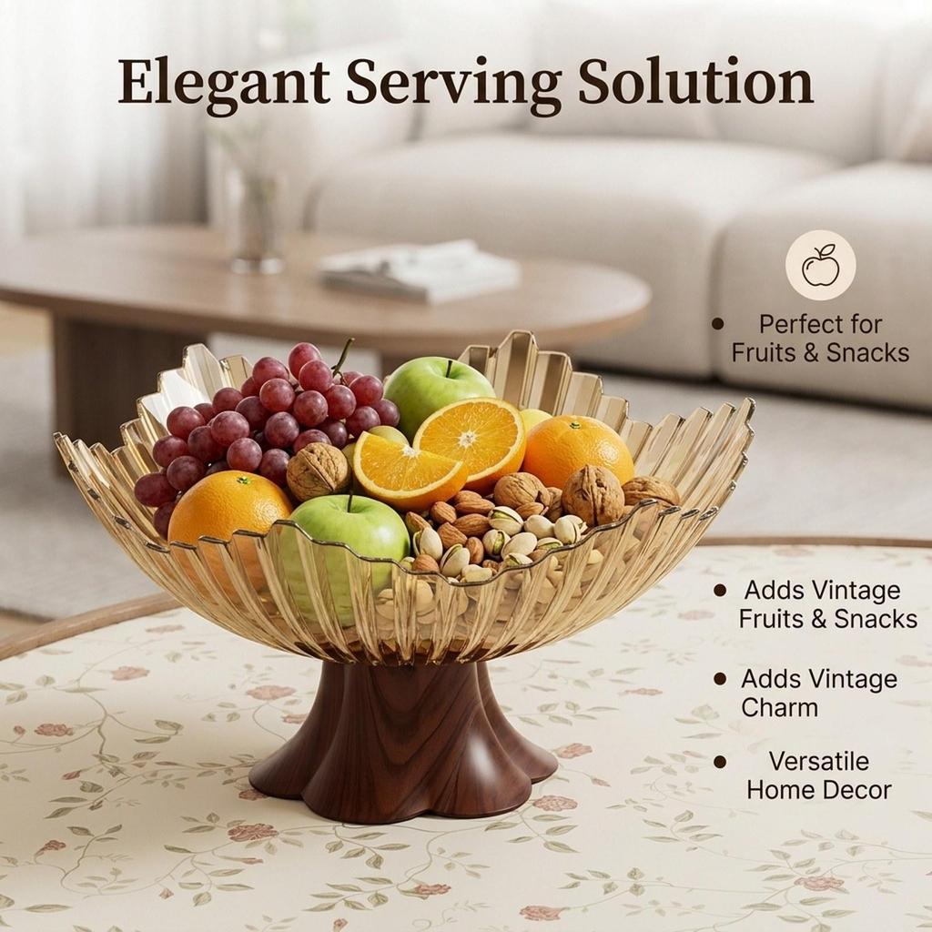 Creative Pedestal Snack Bowl PET Fruit Tray Stylish Table Centerpiece for Living Room Kitchen Countertop Parties