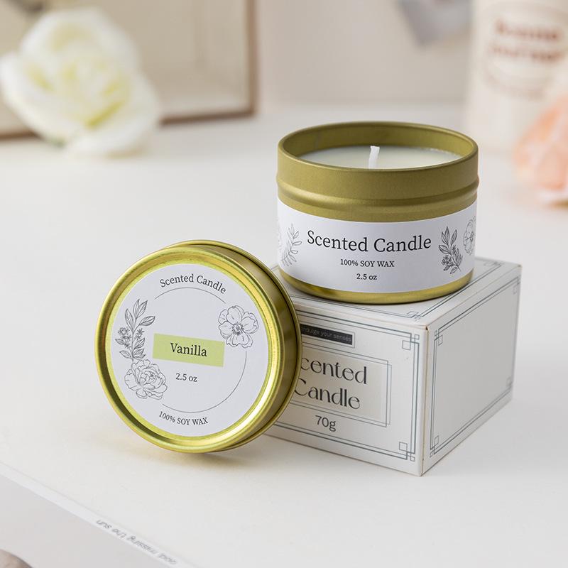 Soy Wax Scented Candle in Gold Tin - Smokeless Aromatherapy Gift Box