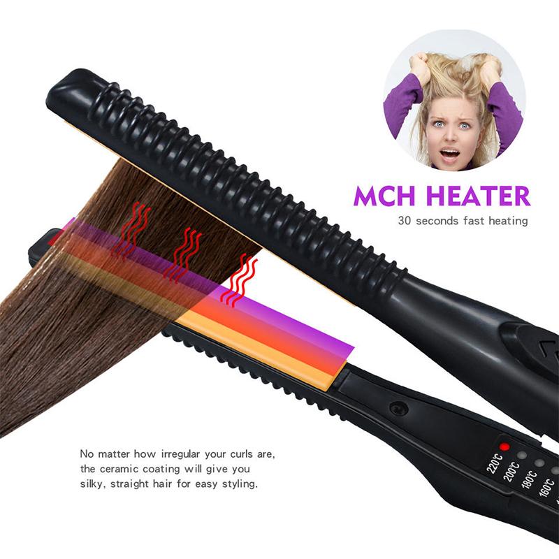 2-in-1-Haarglätter, Lockenwickler, professionelles Keramik-Glätteisen für kurzes Haar, Damen und Herren, Bartglätter