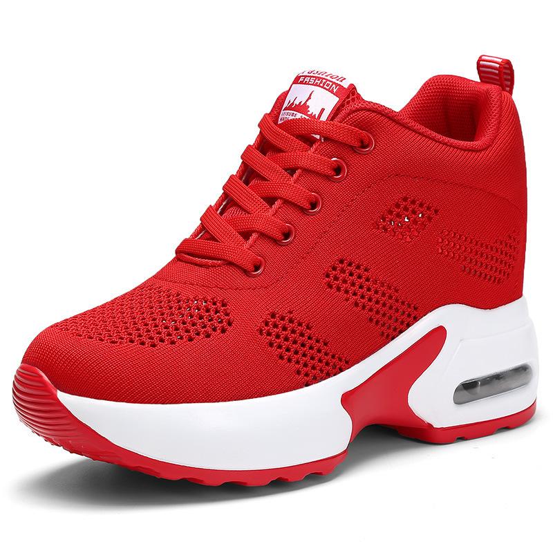 2025 Summer New Women's Inner Height Increase Women's Shoes Platform Air Cushion Sports Shoes Casual Travel Shoes Slope Heel Single Shoes Light