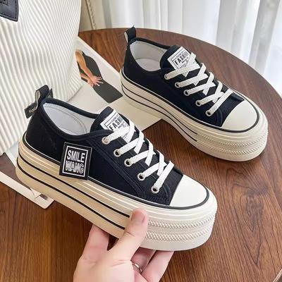 Canvas Schoenen Platform Dames Lente en Herfst Nieuwe Kleine Veters Low-top Witte Schoenen