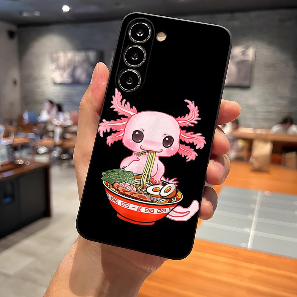 Axolotl And Ramen Phone Case For Samsung S26 S24 Ultra S25 S23 Fe S22 S20 S21 Plus A16 A54 A34 A53 Back Cover