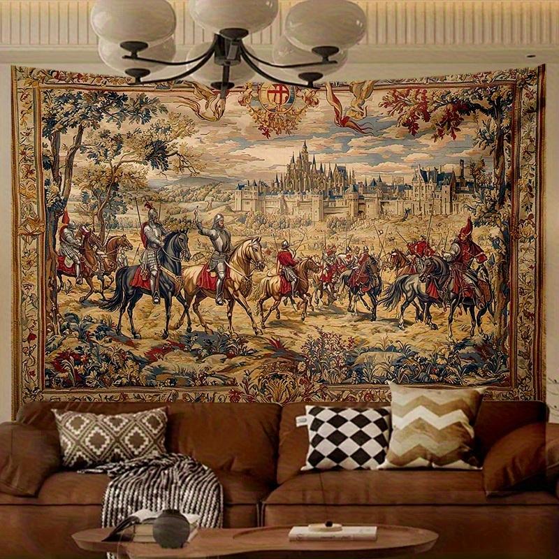 Medieval Knight Castle Tapestry Retro European Classical Palace Style Wall Hanging for Living Room & Homestay Decor