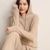 Women's 100% Wool Hooded Sweater for Fall/Winter - New Arrival Thick Knit Cashmere Base Layer