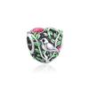 NEW Fine S925 Silver Pink Glass Flamingo Dangle Bead Pendat Fit Original  Bracelet Jewelry Shiny Colored Zircon Bird Charm