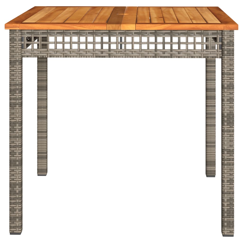 Garden Table Gray 80 x 80 x 75 cm Poly Rattan & Acacia Wood