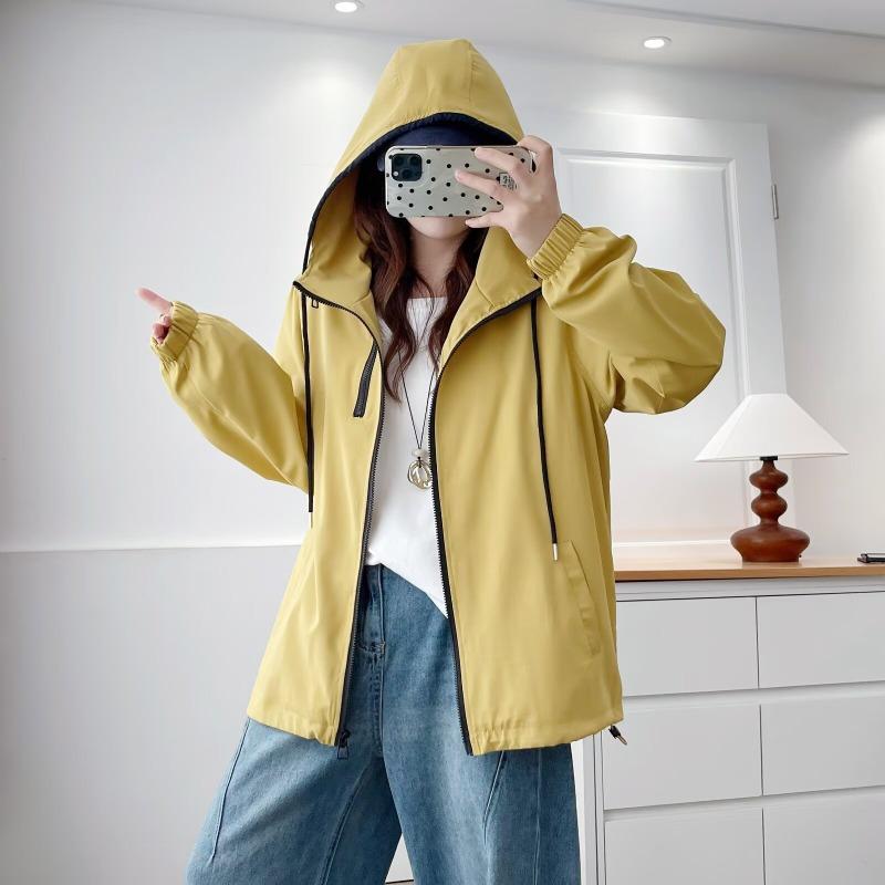 Plus Size Women Hooded Sporty Casual Windbreaker Outerwear Coat