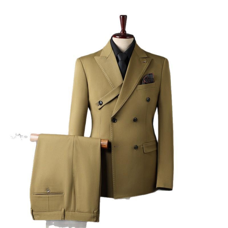 Men's Korean Style Double-Breasted Formal Suit - Perfect for Weddings, Business, or Best Man Attire