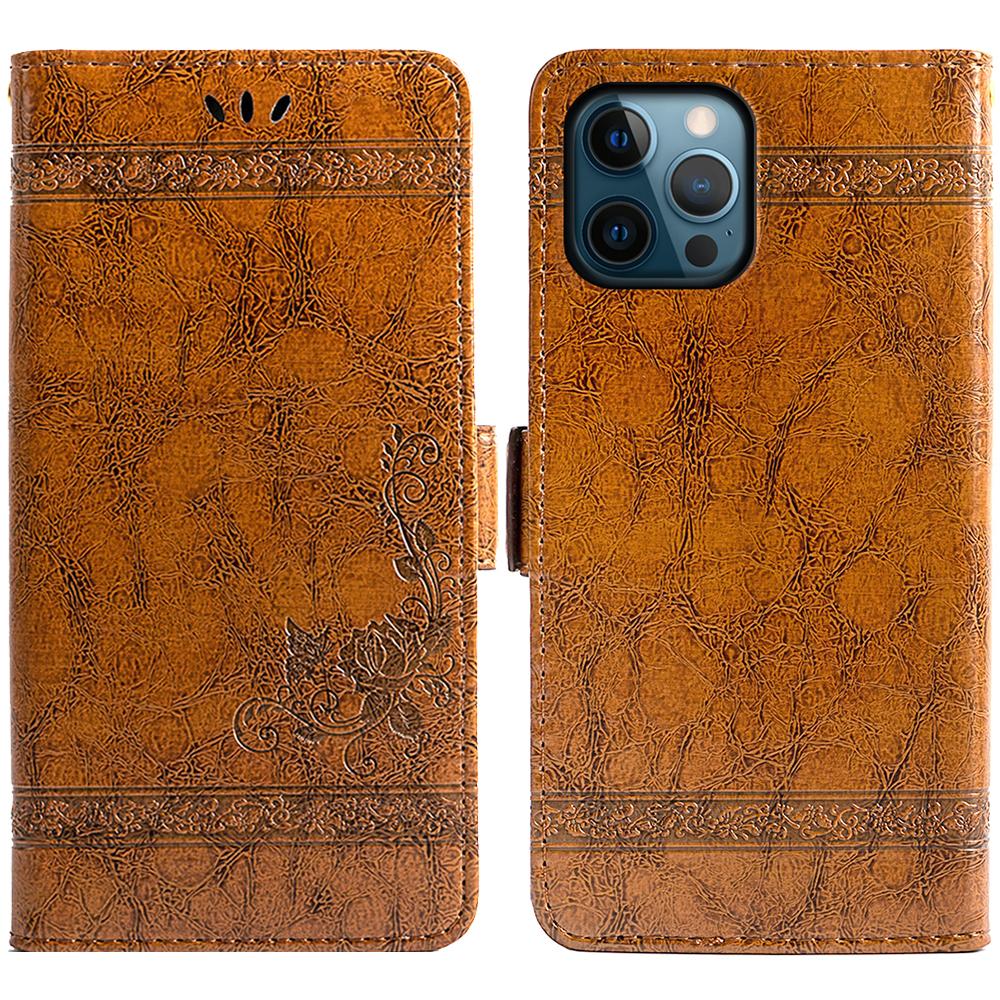 For iPhone 16 Pro Max Leather Case Flower Imprint Wallet Phone Cover with Side Buckle