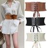 Wide Corset Waist Belt Stretchy Decorative Waistband Strap DIY PU Leather Silk Elastic Cummerbunds For Women Lady Girl Bridal