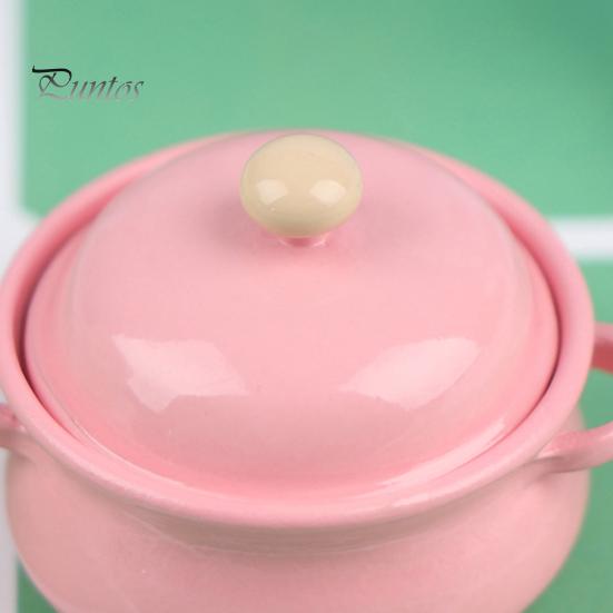 1/8 1/12  Dollhouse Miniature Candy Color Kitchen Soup Pot Model Sauce Pan Toys