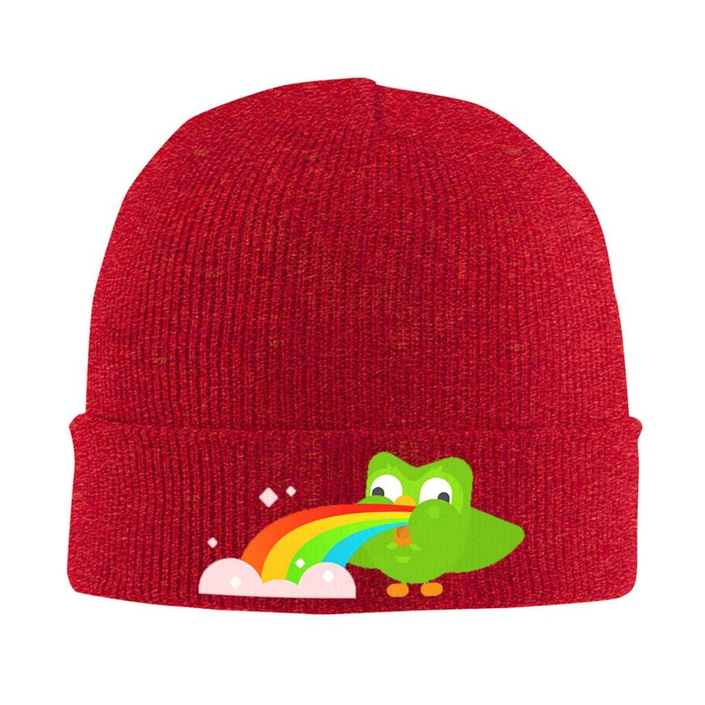 Duolingo Owl Duo Warm Knitted Cap Winter Knit Bonnet Hat Skullies Beanies Hip Hop Caps for Unisex