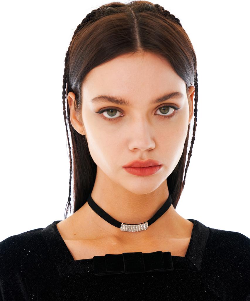 OTHER-worldly Fingerhole Ribbon Shirt [Black Velvet]