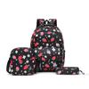 Erdbeerdruck Rucksack Set Student Dreiteilige Schultasche Damen Große Kapazität Wasserabweisend Graffiti Rucksack