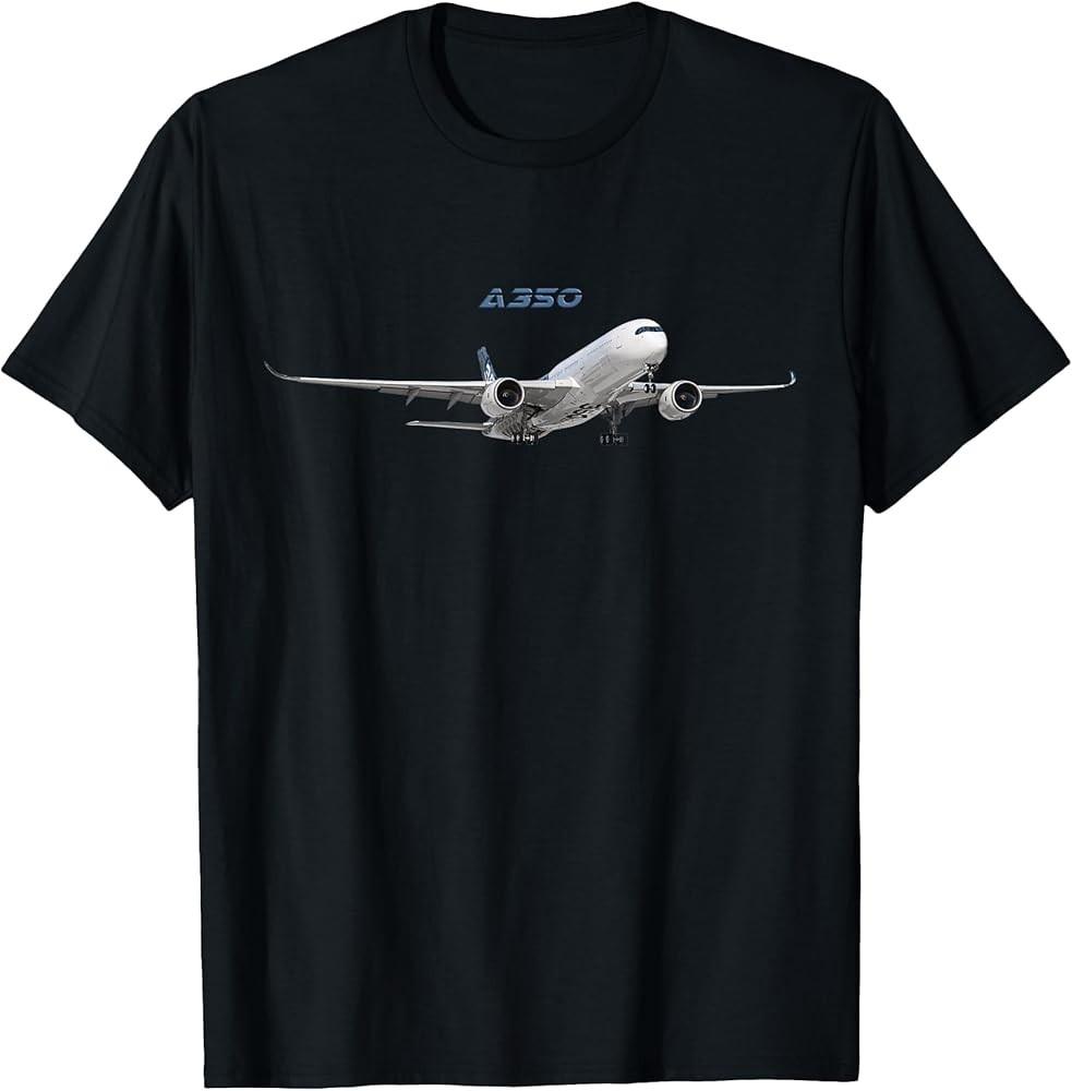 A350 Passenger Plane Airliner T-Shirt, Black Unisex T-Shirt XXXL