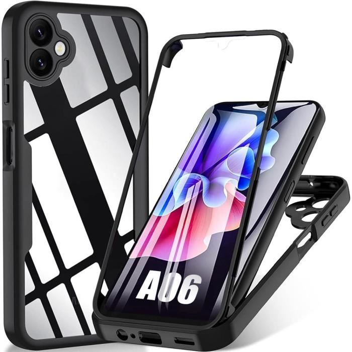 Coque pour samsung galaxy a06, protection 360 rigide bordure renforcée intégrale solide - noir
