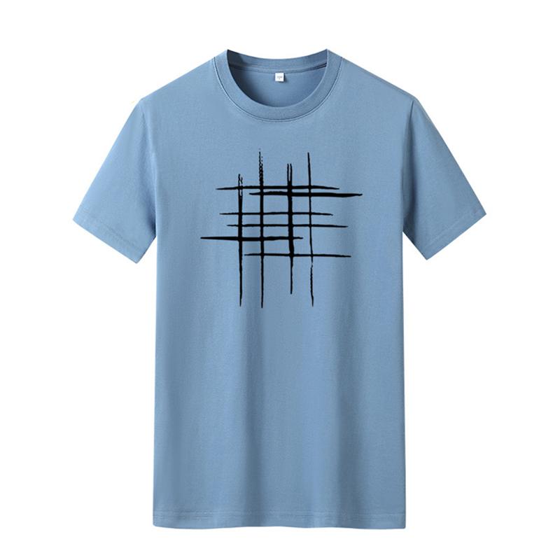 Einfaches kreatives Design Line Cross Print Baumwoll-T-Shirts Sommerstil Kurzarm-Männer-T-Shirt
