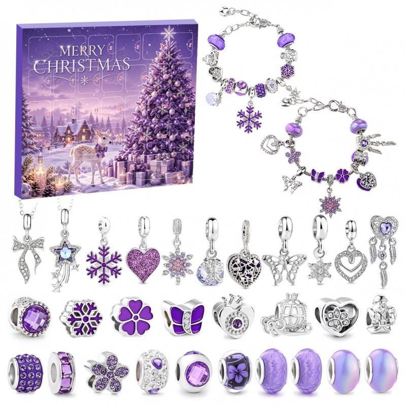 Christmas DIY Bead Bracelet Blind Box Girls 24-Compartment Advent Calendar Zinc Alloy Jewelry Kit