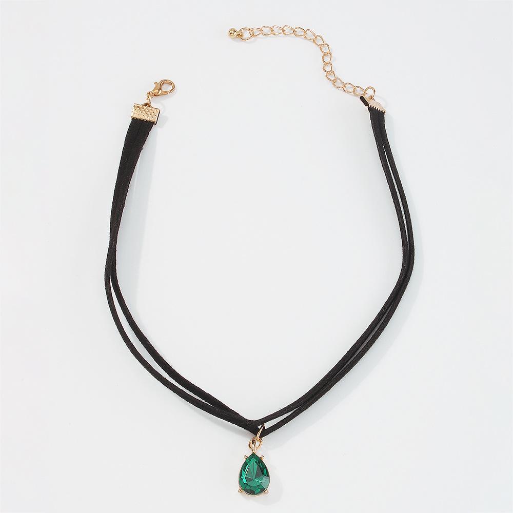 Tooxika Glass Diamond Temperament Double Layer Collarbone Chain Retro Short Personalised Necklace