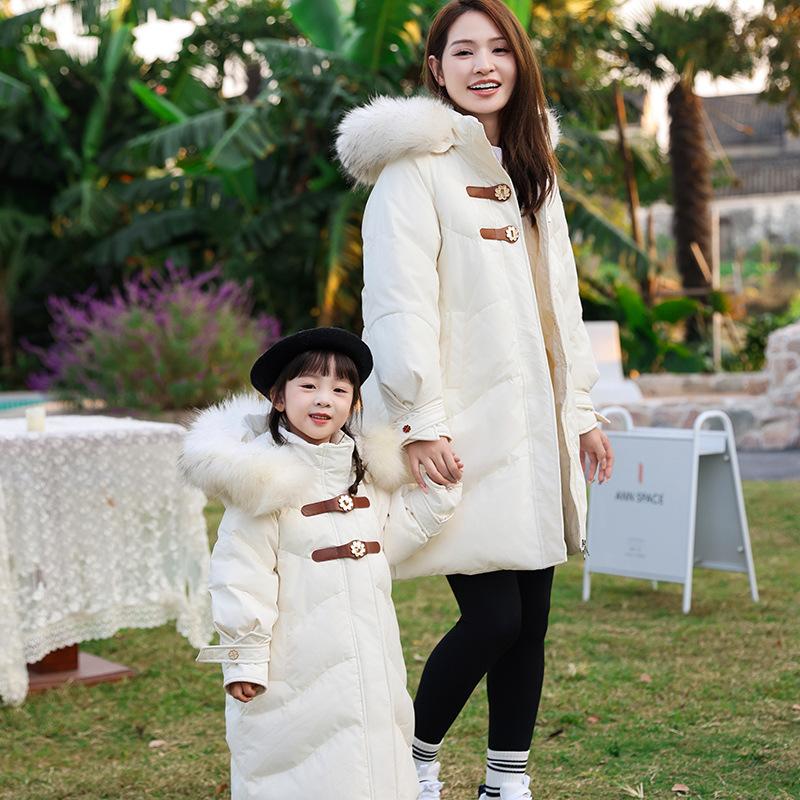 Down Jackets for Girls In Winter, Mid-length and Thickened, Parent-child Coats