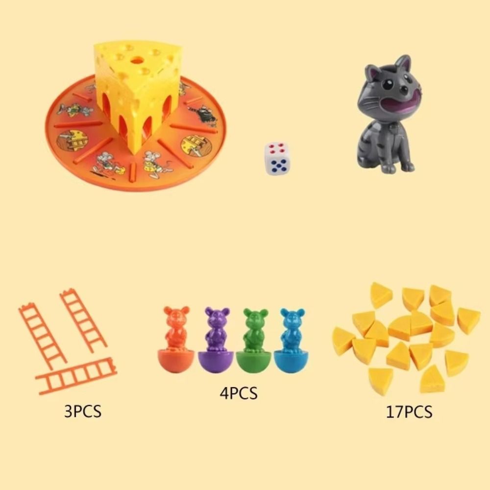 Plastic Cake Cheese Board Games Multiplayer Cat and Mouse Cheese Game  Logical Thinking Training