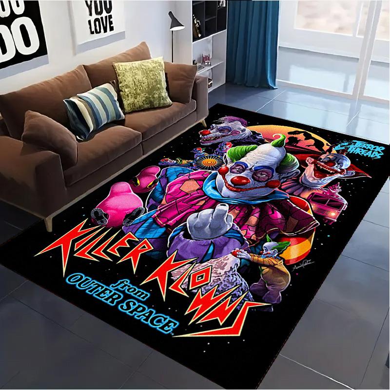 Killer Clown Horror Carpet Rug for Living Room Bedroom Home Sofa Decoration,Kids play Non-slip Floor Mat
