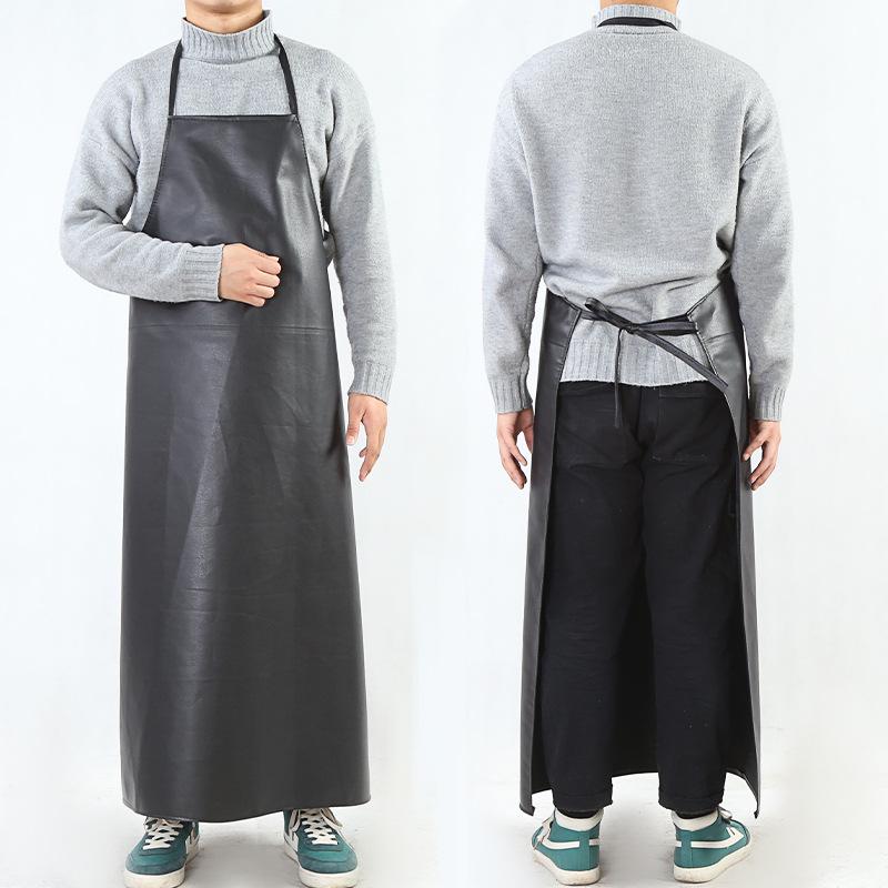Men's Waterproof & Oil-Proof Leather Apron - Durable, Wear-Resistant, Long-Style for Cooking & Household Tasks