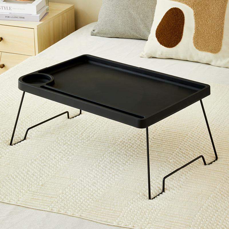 Foldable Laptop Table, Portable Lap Desk Bed Table Tray, Laptop Stand with Cup Holder & Tablet Slot & Lifting Handle for Workin