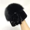 Soffici cappelli di pelliccia di volpe Code di diamanti Cappello di pelliccia di coniglio Rex naturale per le donne Berretti caldi lavorati a maglia in vera pelliccia di volpe Skullies femminili