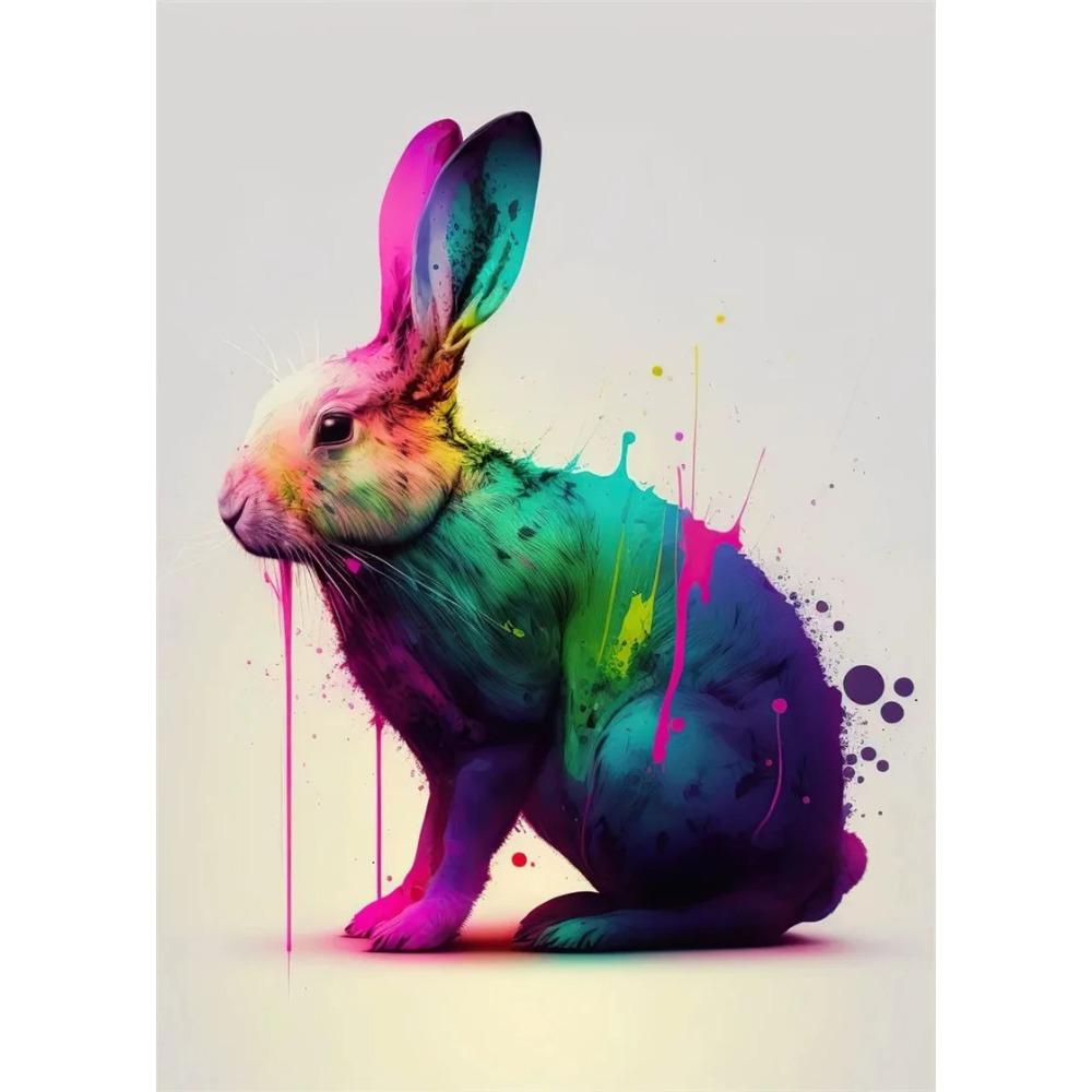Pop Art Colorful Neon Animals DJ Music Poster Aesthetic Capybara Cat Dog Panda Rabbit Canvas Print Wall Art Mural Room Decor