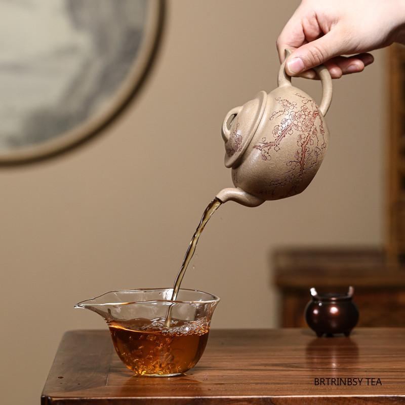 270ml Chinese Tradition Yixing Purple Clay Teapot Raw Ore Section Mud Tea Pot Household Handmade Flowers Kettle Zisha Tea Set