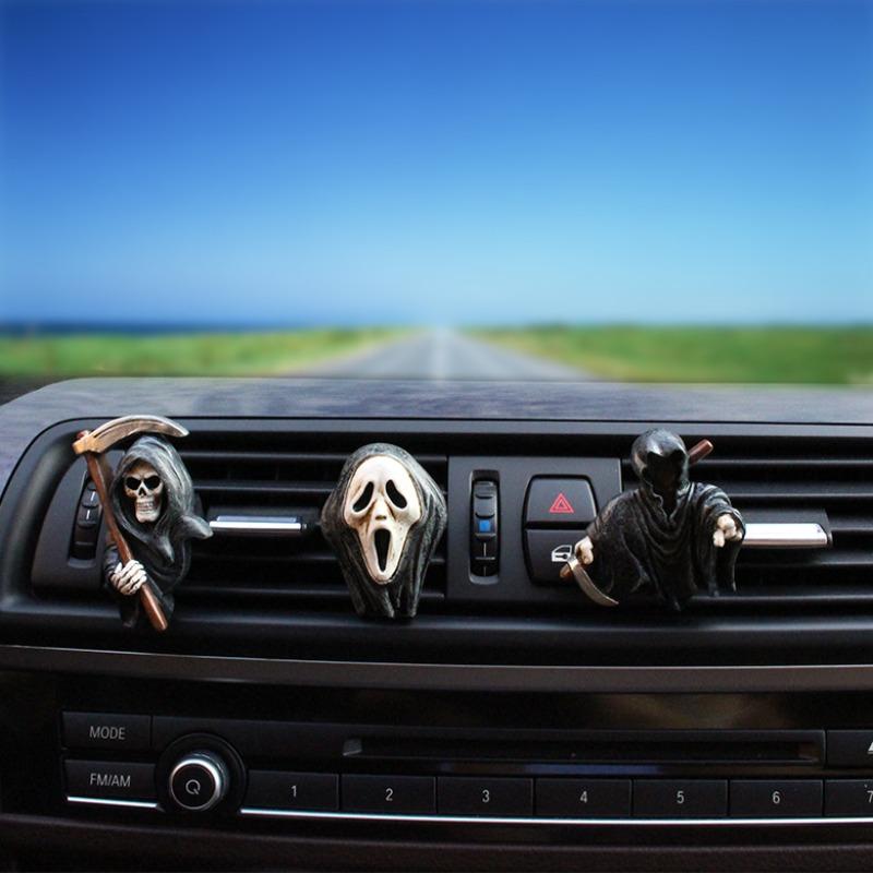 Car Vent Clip 3-piece Set Cute Skull Halloween Decoration Car Air Conditioning Vent Accessories