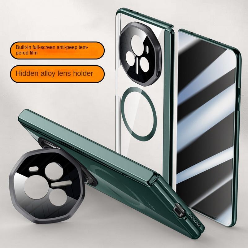 Magsafe Magnetic Transparent Privacy Screen Tempered Glass Protector Case For Honor Magic V3 Spring Hinged Holder Back Cover