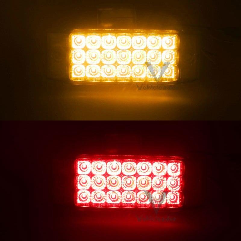 2PCS Car Truck 21 LED Side Marker Clearance Light Rear Lamps Waterproof Tailight Truck Trailer LED Clearance Lights Amber Red