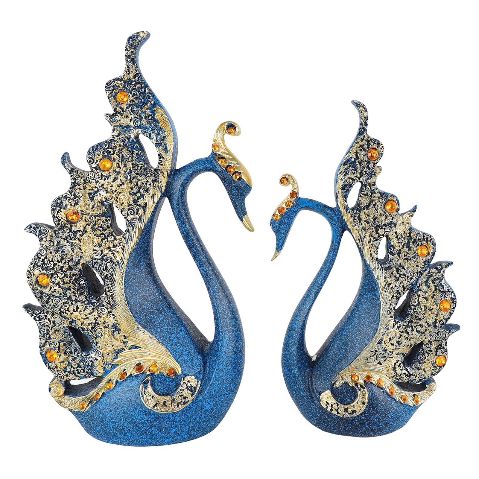 

Пара лебедей, изысканные смоляные фигурки лебедей, коллекционные украшения для гостиной, винного шкафа, свадебные подарки синий