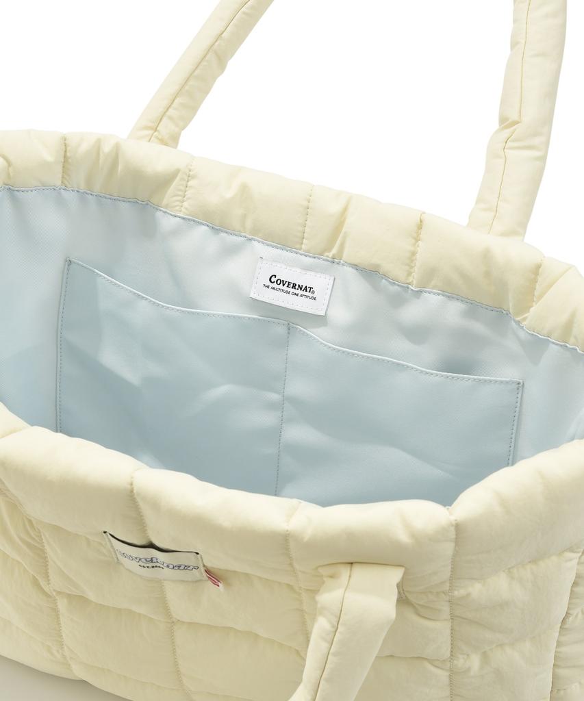 Covernat Woman Clover Heart Quilted Big Tote Bag Ivory