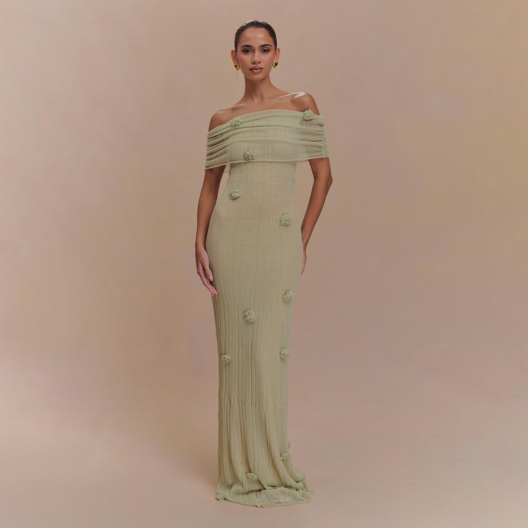 

Пляжная юбка женская однотонная вязаная с плавающим цветочным принтом пляжное бикини купальник платье-худи L зелёный