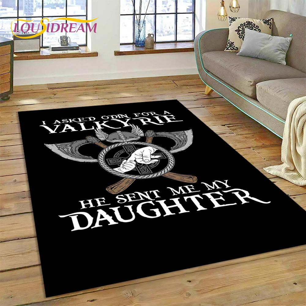 Viking Odin Valhalla Nordic Mythology Symbols Carpet Rug for Home Living Room Bedroom Sofa Doormat Decor,kids Non-slip Floor Mat